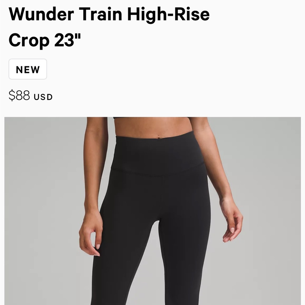 Lululemon wunder train 23 inch black leggings in size 4